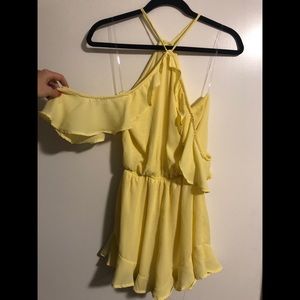 Yellow off the shoulder romper